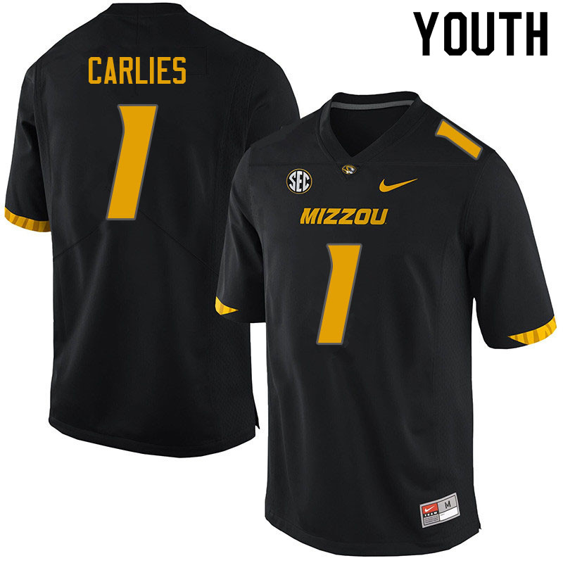 Youth #1 Jaylon Carlies Missouri Tigers College Football Jerseys Sale-Black